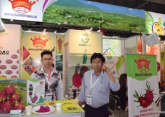 Mr Tran Ngoc Hoang and his colleague from Queen Farm. The company supplies fresh dragon fruit from Vietnam.